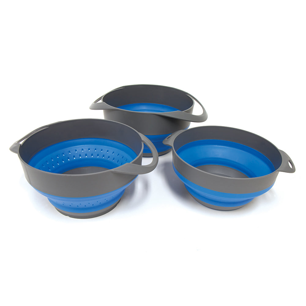 POPUP COLANDER & 2 BOWL SET BLUE