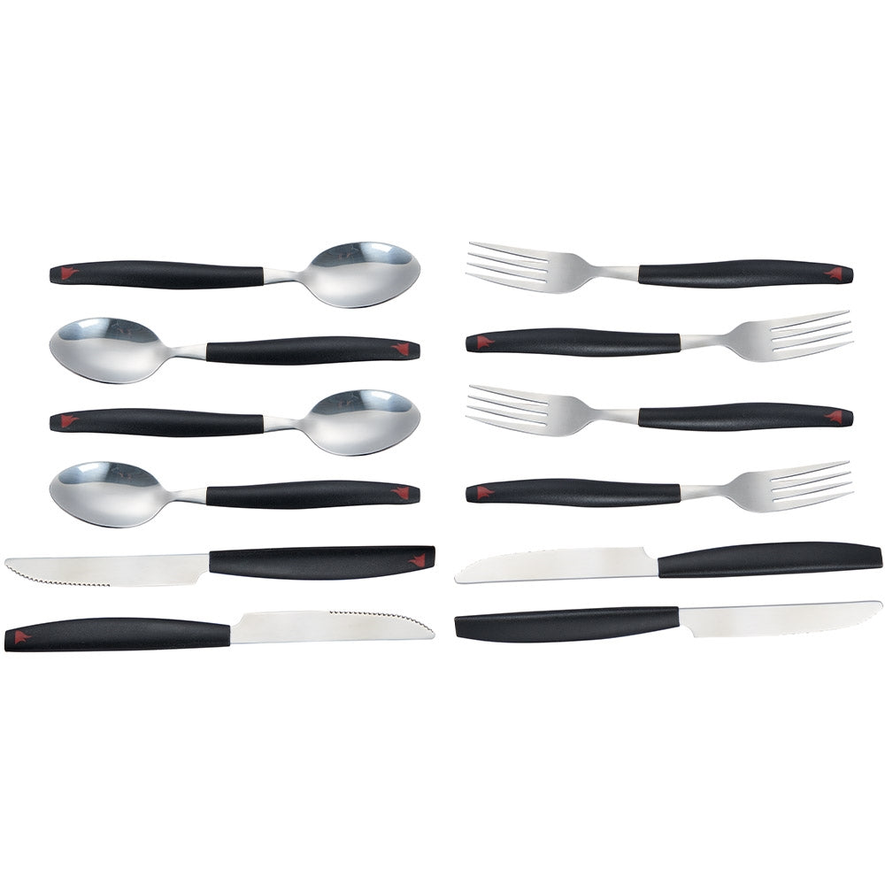 CAMPFIRE CUTLERY SET 12PC S/S WITH PLASTIC HANDLES