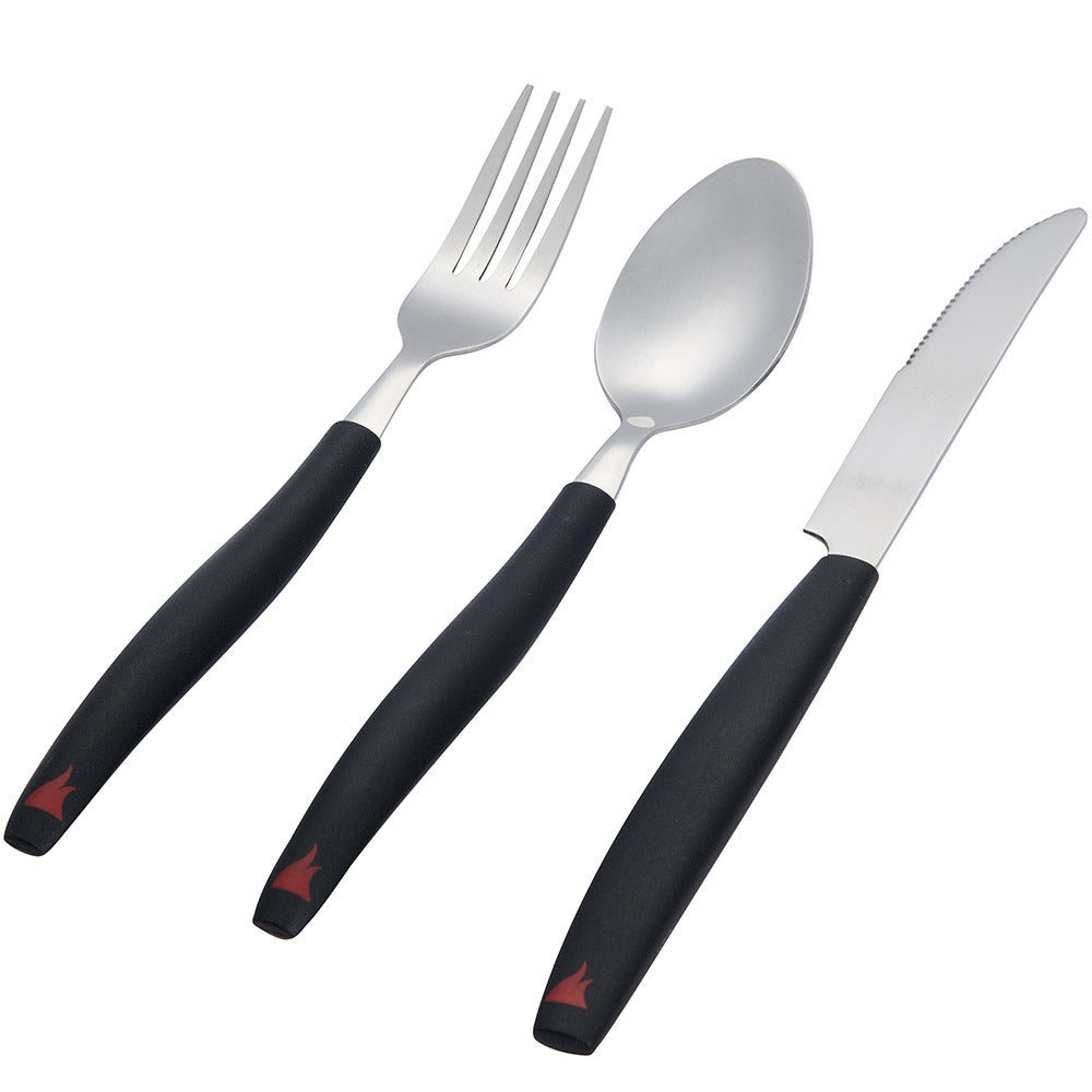 CAMPFIRE CUTLERY SET 12PC S/S WITH PLASTIC HANDLES
