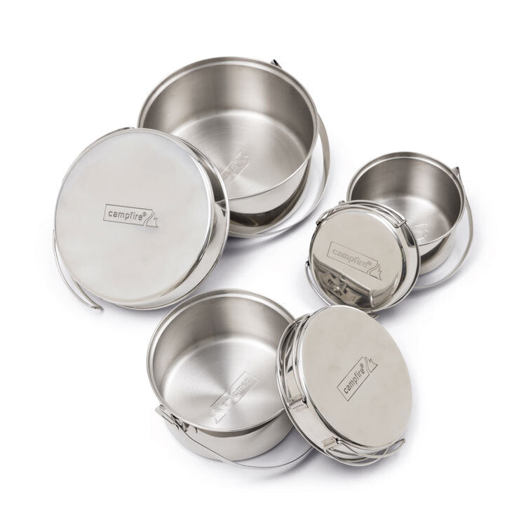 CAMPFIRE STAINLESS POT SET 6 PIECE