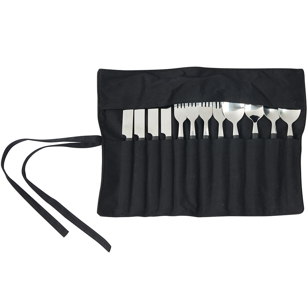 CAMPFIRE CUTLERY SET 12PC S/S WITH PLASTIC HANDLES