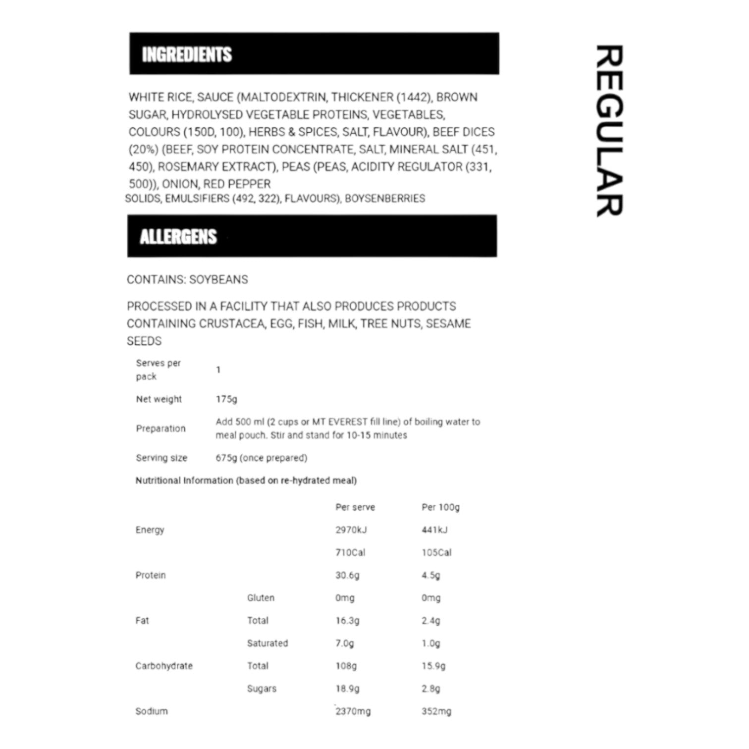 BACK COUNTRY CUISINE CLASSIC BEEF CURRY